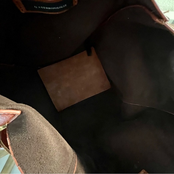 Anthropologie Tia saddle brown perforated vegan leather slouchy boho hobo bag - Picture 7 of 10